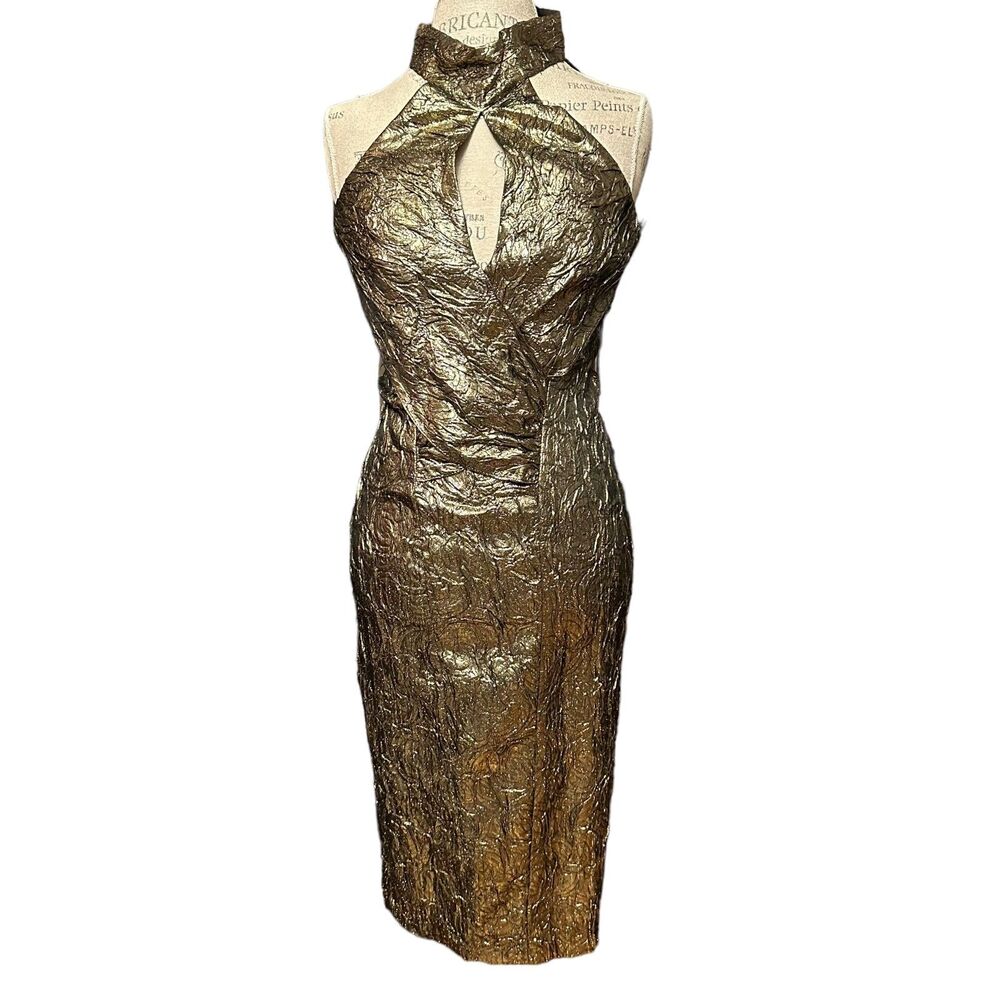 VINTAGE Size 5/6 Karen Okada Climax Gold Dress For David Howard